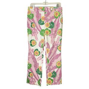 Lilly Pulitzer Vintage Capri Pants Size 8 Cotton. Sun Bathers. Alligator Stretch